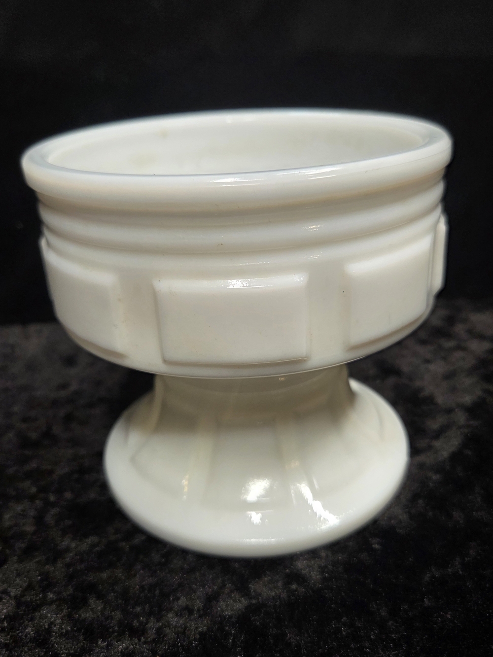 White Milk Glass Pillar Candle Holder Planter or Goblet 4.5" Tall 4.5" Diameter